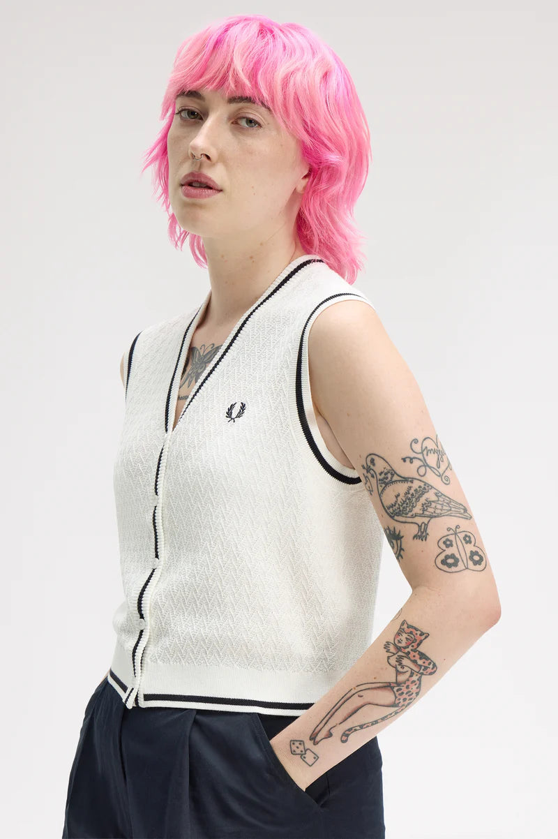 BUTTON-THROUGH TEXTURED KNIT TANK